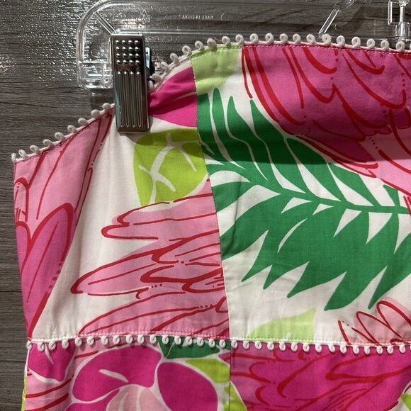Lilly Pulitzer Pink Strapless A-Line Mini Dress Port Of Caw Parrot Size 14 XS - Picture 5 of 11